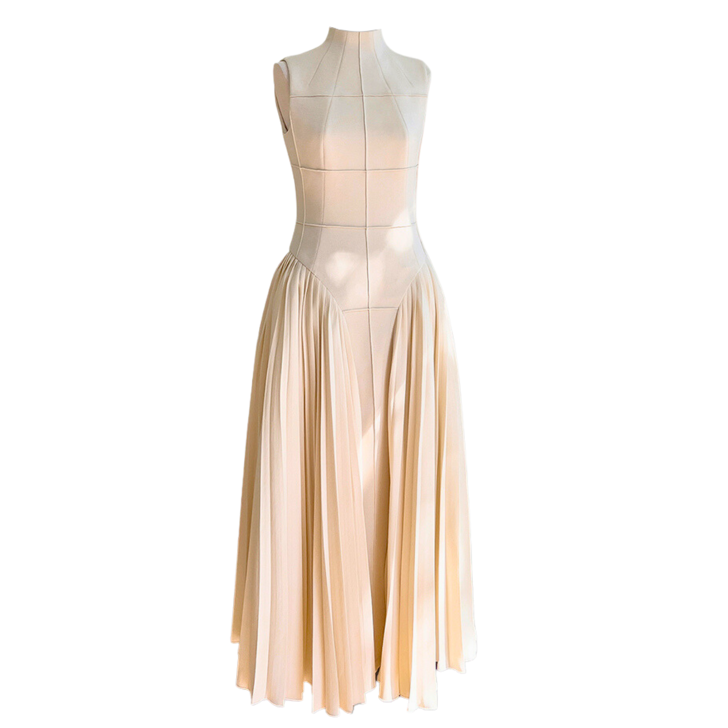Crew Neck Sleeveless Midi With a Pleated Skirt