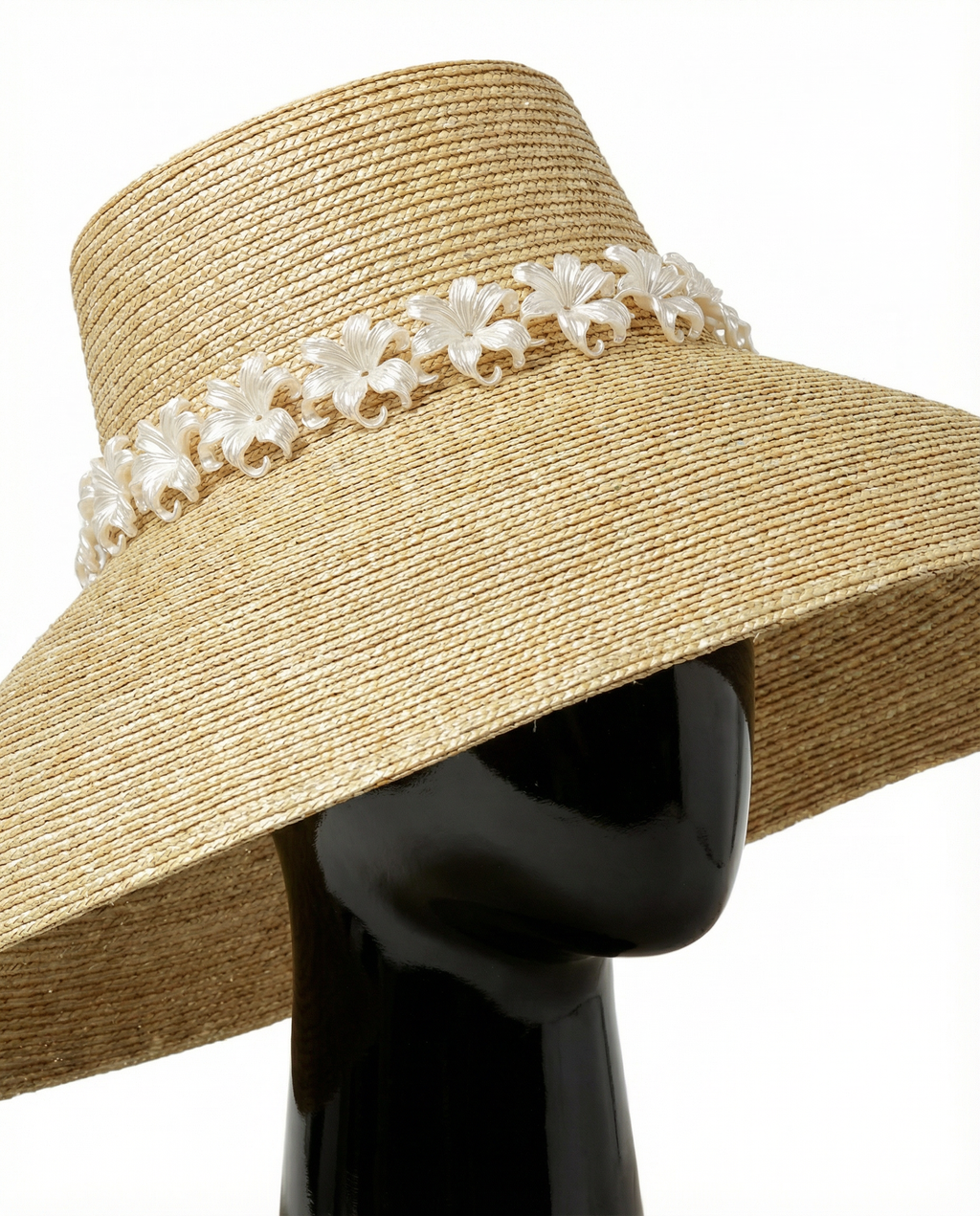 Wide Brim Summer Hat with Lillies