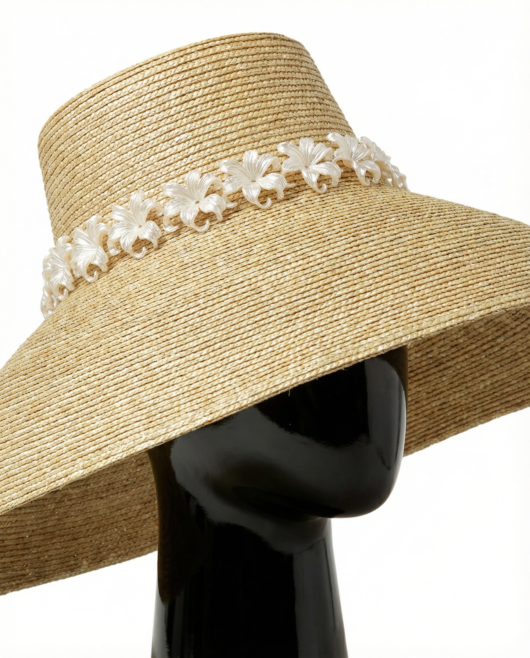 Wide Brim Summer Hat with Lillies