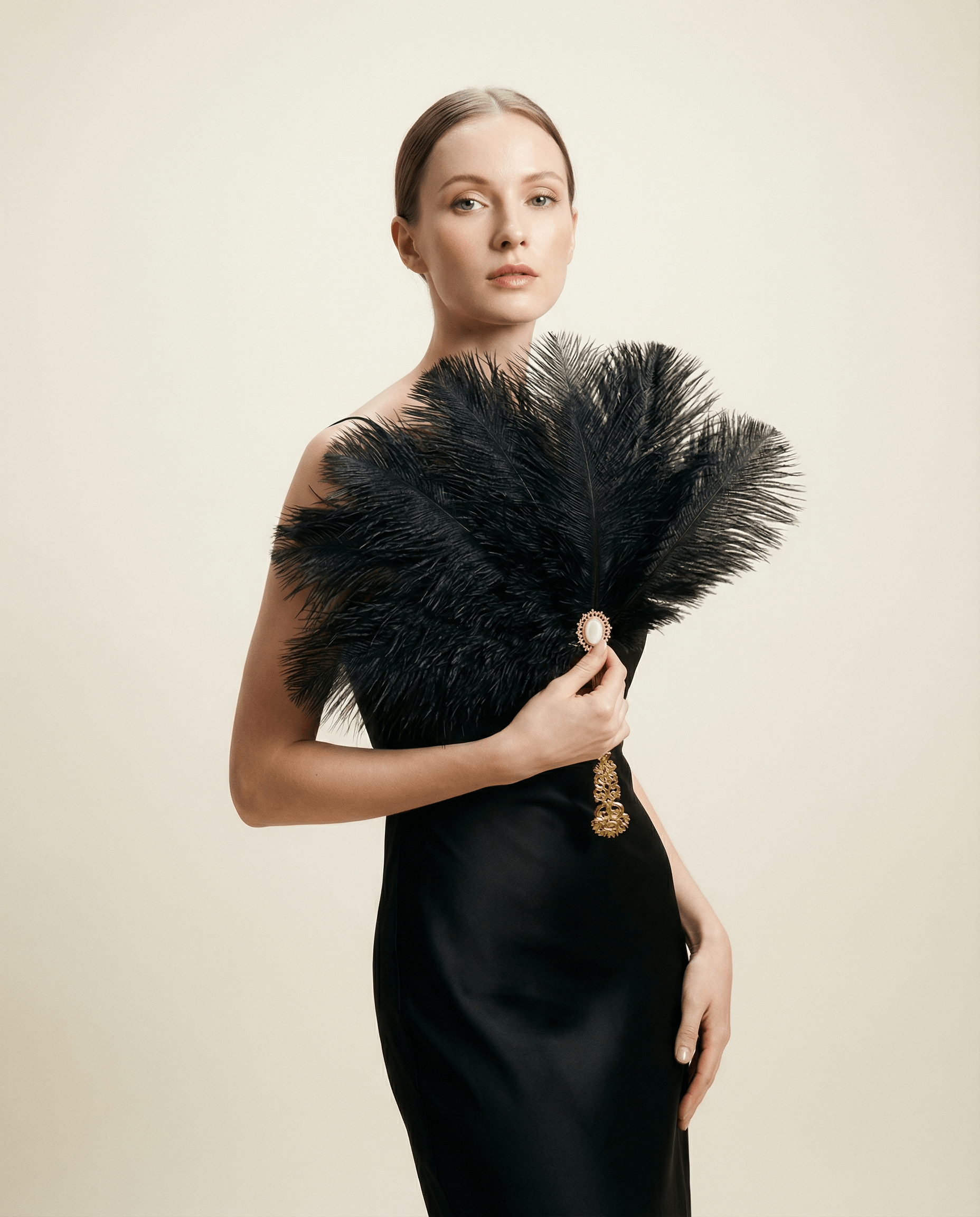 Vintage Inspired Ostrich Feather Hand Fan