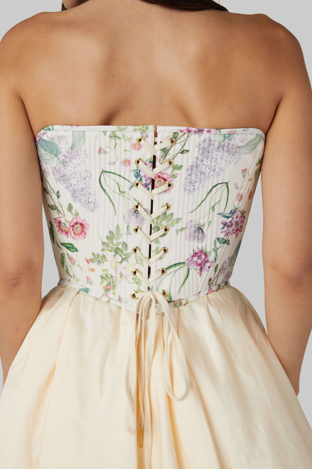 Premium Printed Corset Top – Kew Gardens Inspired, Edwardian Style with Lace-Up Back