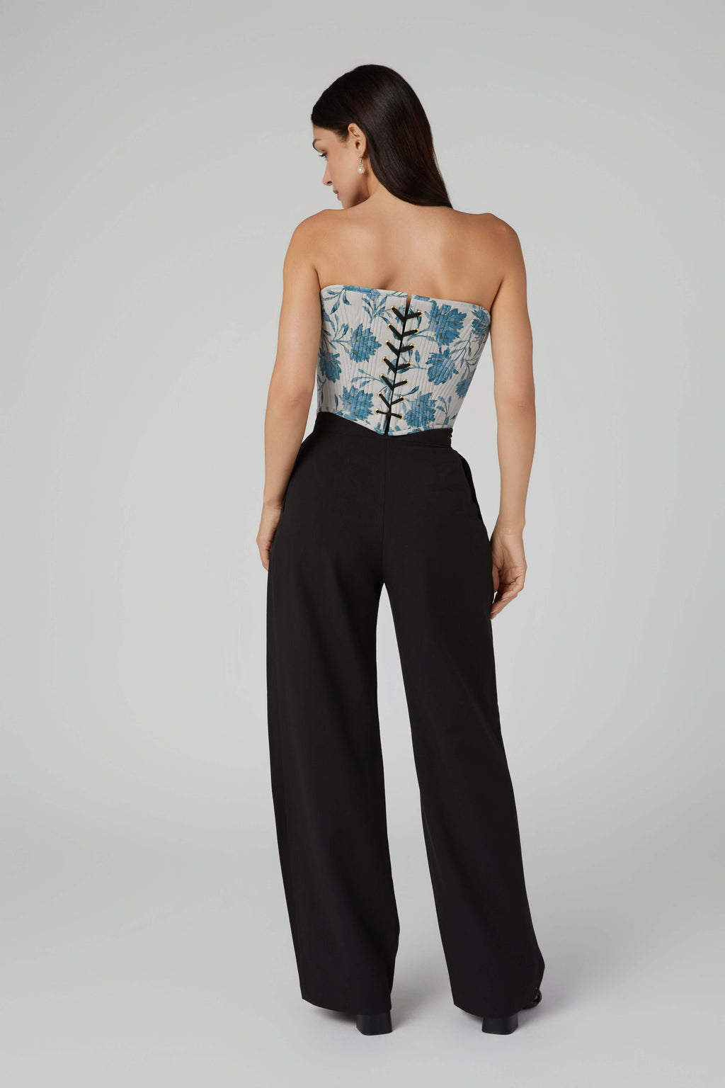 Blue Velvet Corset Top – Strapless Boned & Cropped in Modern Edwardian Style