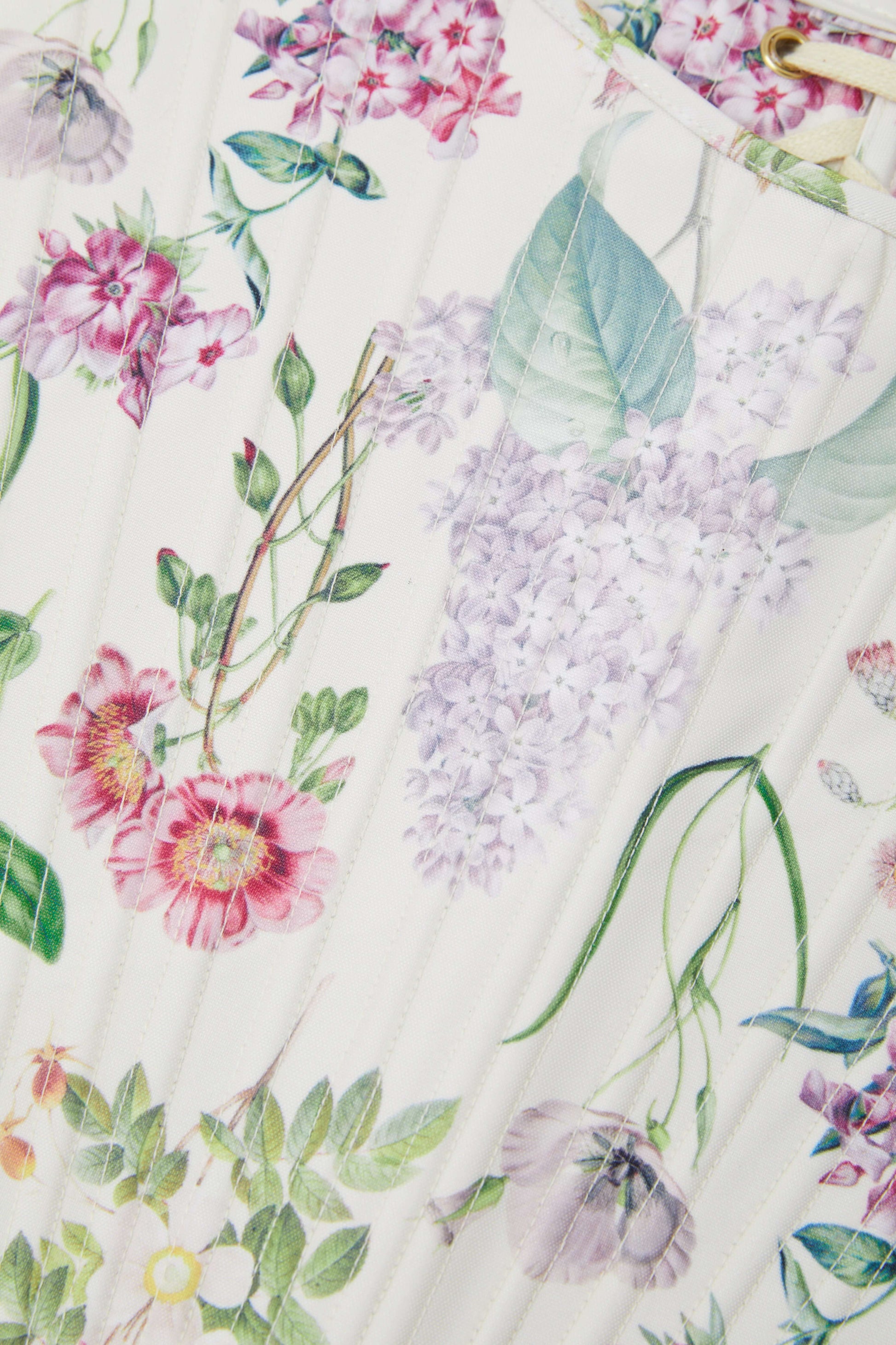 Premium Printed Corset Top – Kew Gardens Inspired, Edwardian Style with Lace-Up Back