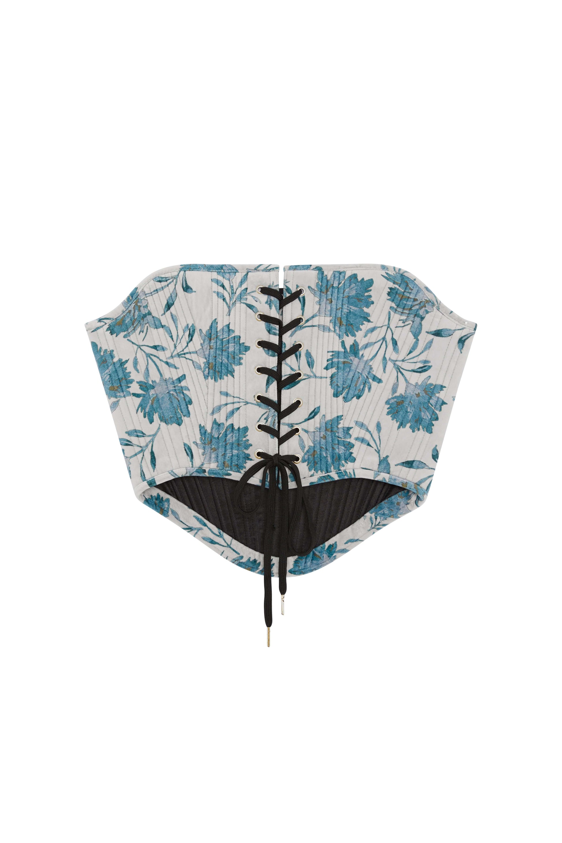 Blue Velvet Corset Top – Strapless Boned & Cropped in Modern Edwardian Style