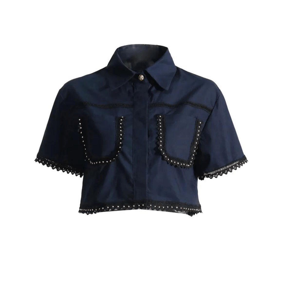 Skater Skirt with Cropped Shirt Set Navy Blue