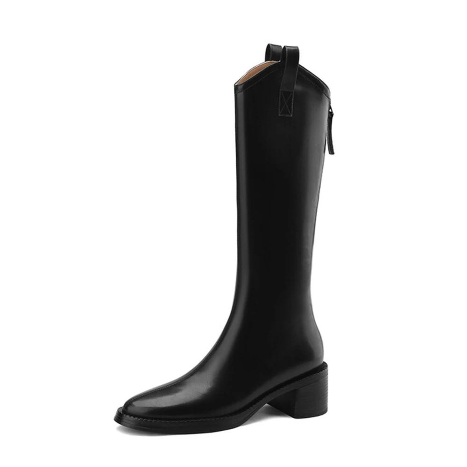 British Classics Block Heel Knee High Rider Boots With Back Zipper