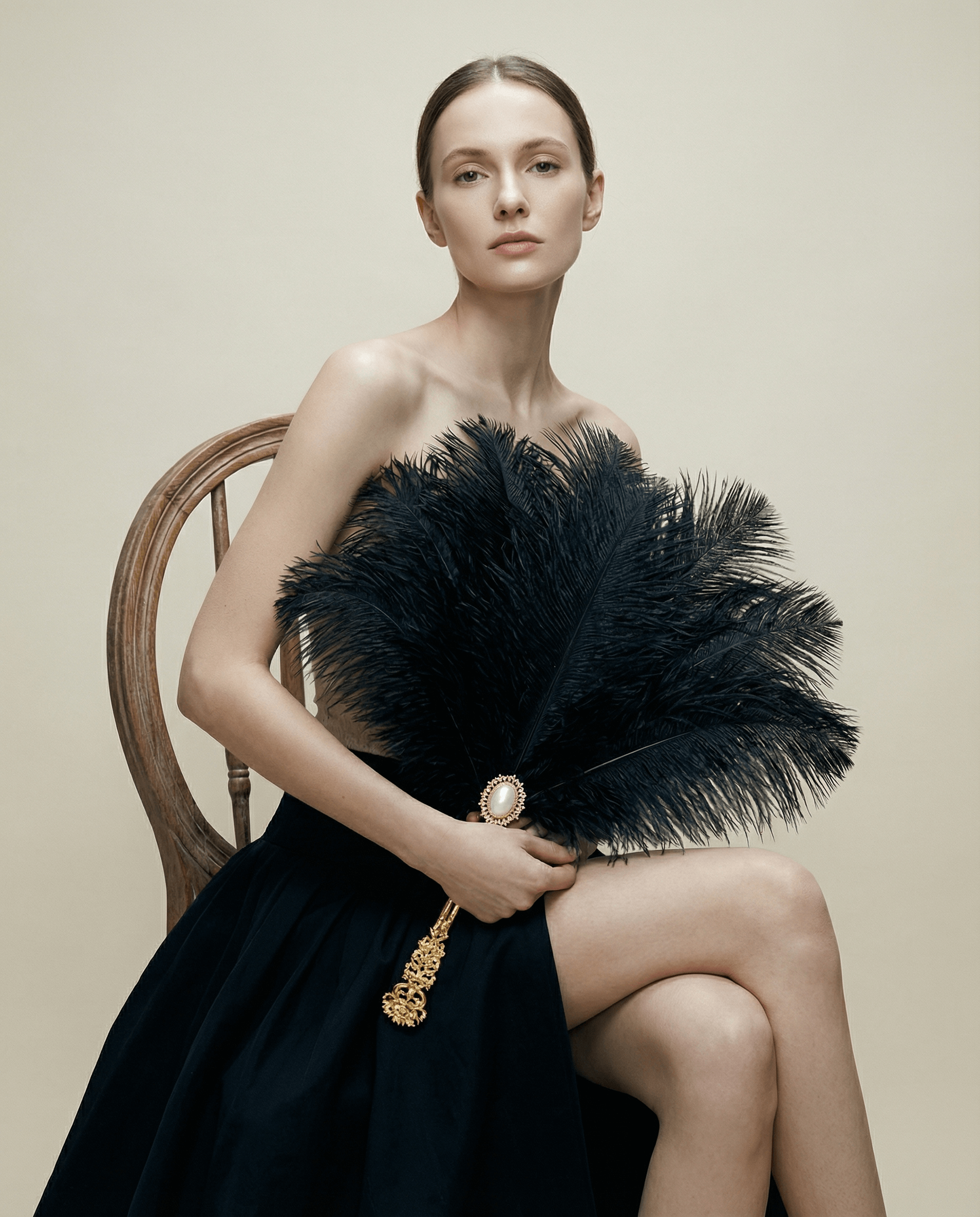 Vintage Inspired Ostrich Feather Hand Fan