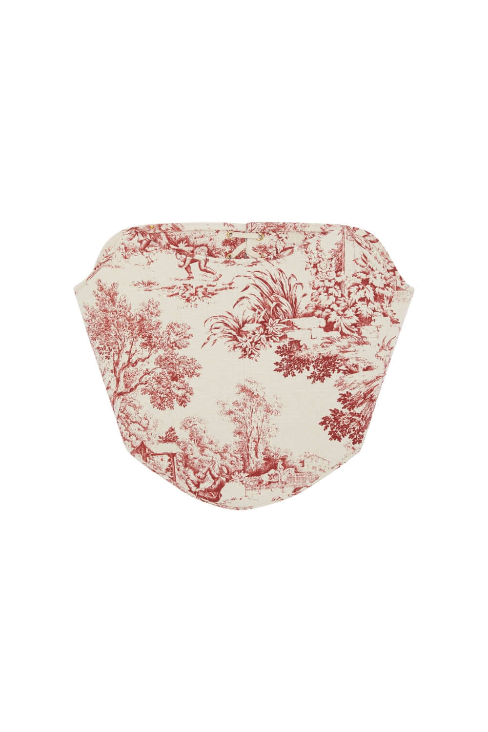 Red Toile De Jouy Corset Top – Strapless Boned & Cropped in Modern Edwardian Style