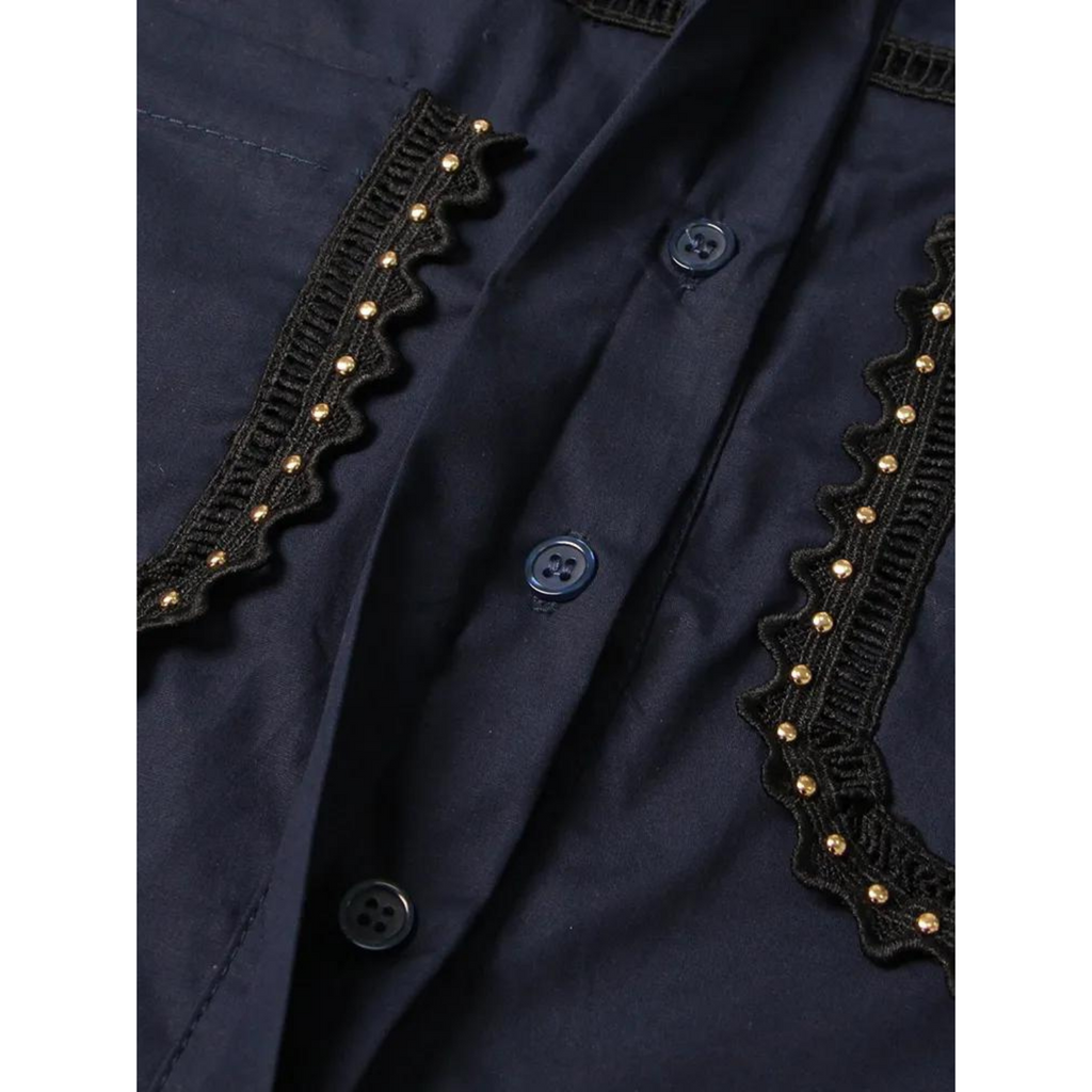 Skater Skirt with Cropped Shirt Set Navy Blue