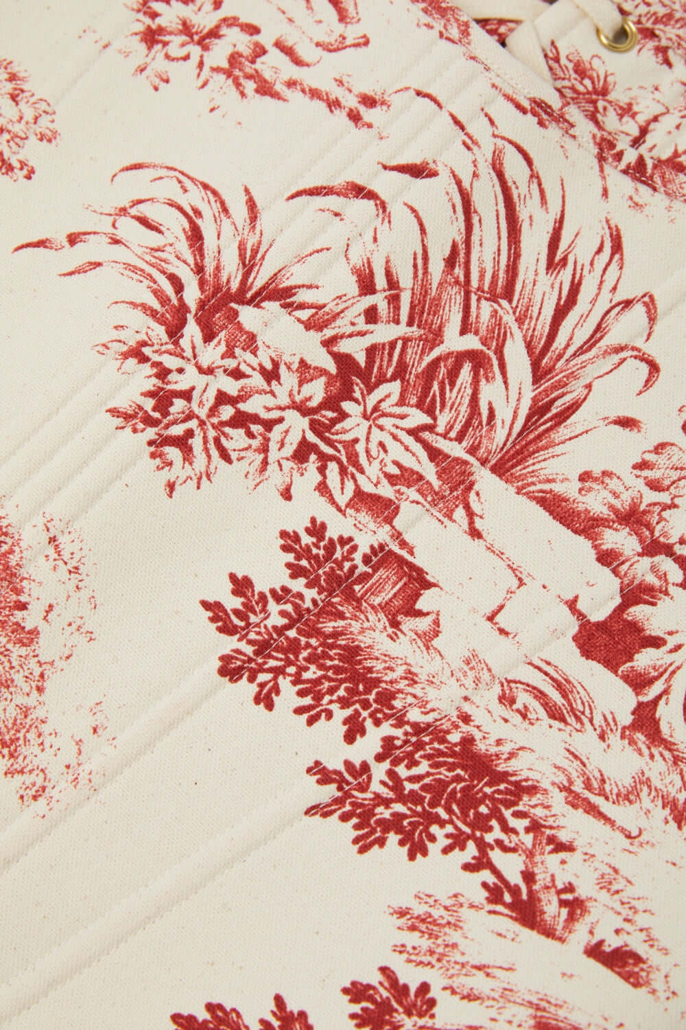 Red Toile De Jouy Corset Top – Strapless Boned & Cropped in Modern Edwardian Style