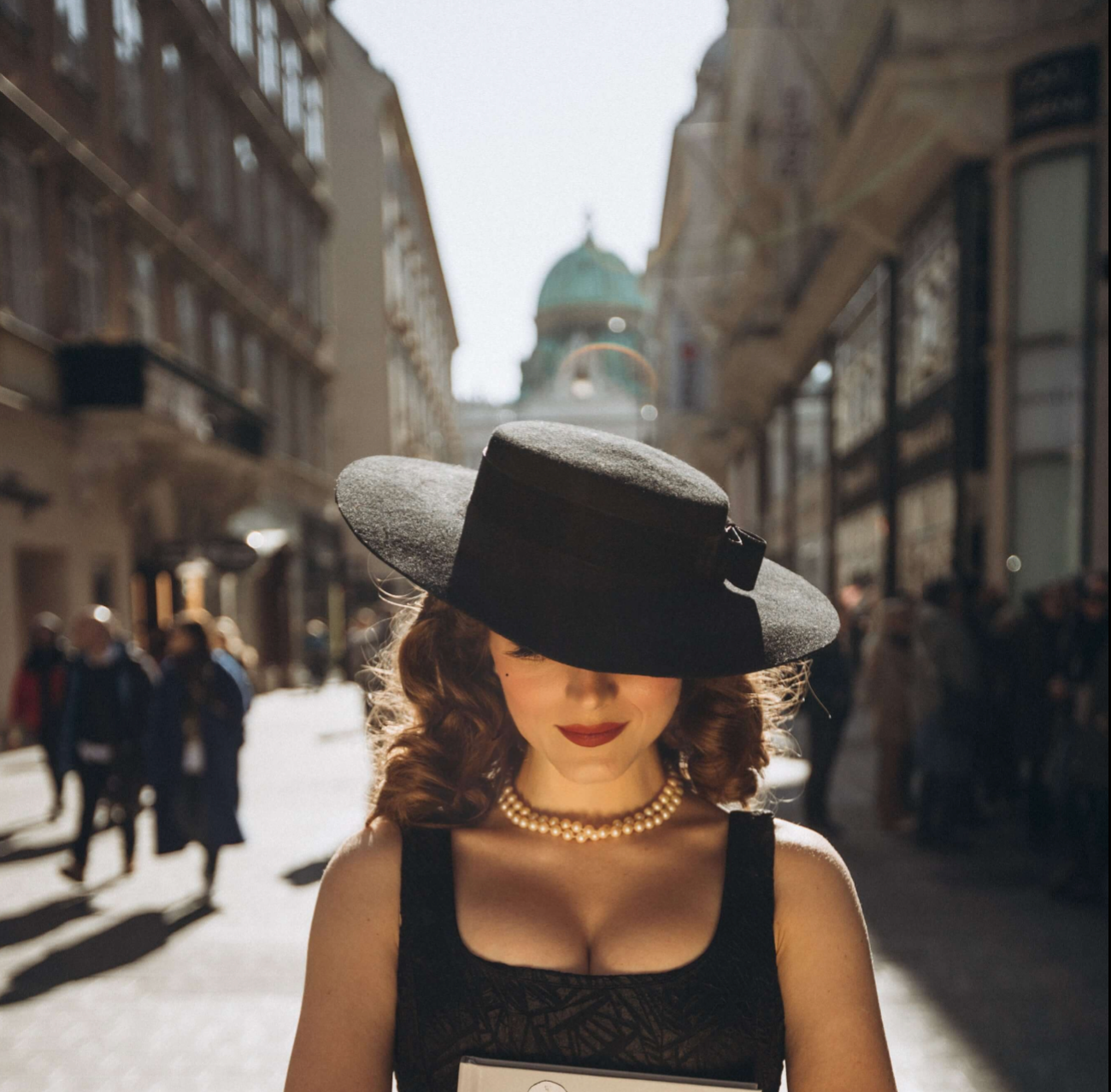 Medium Brim Boater Hat with Ties - 100% Wool