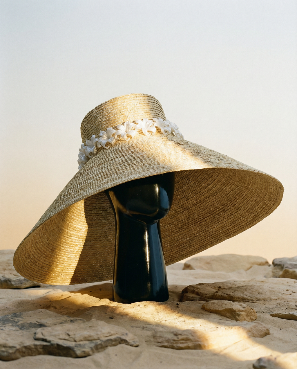 Wide Brim Summer Hat with Lillies