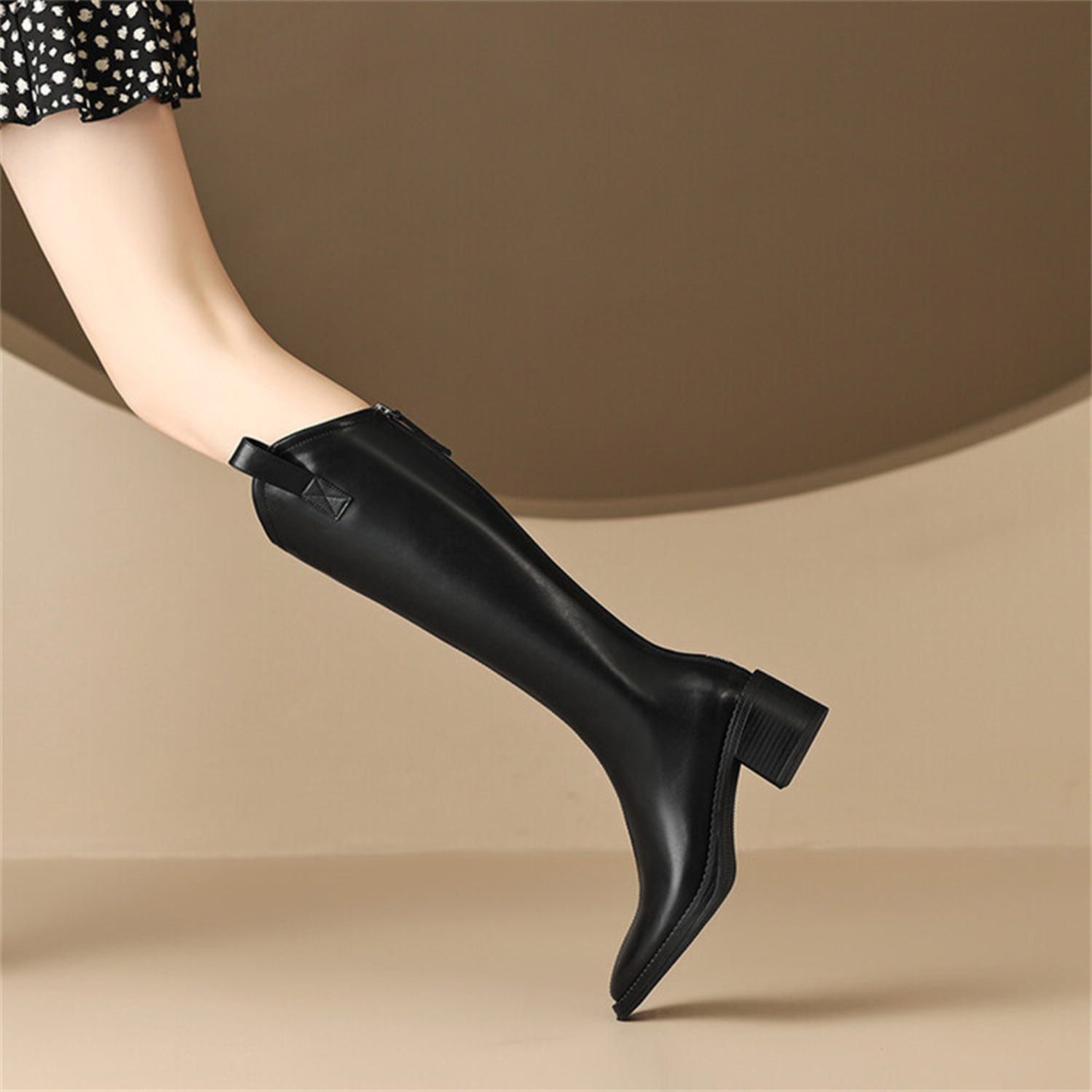 British Classics Block Heel Knee High Rider Boots With Back Zipper