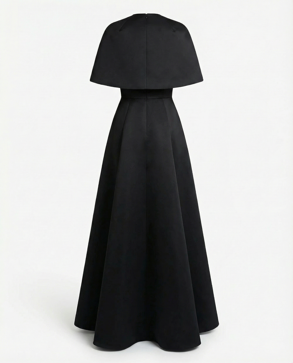 Black Silk Sculptural Cape Evening Dress