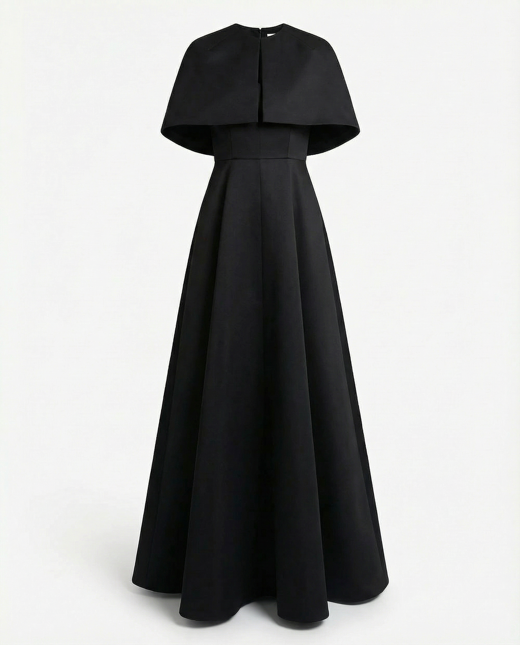 Black Silk Sculptural Cape Evening Dress