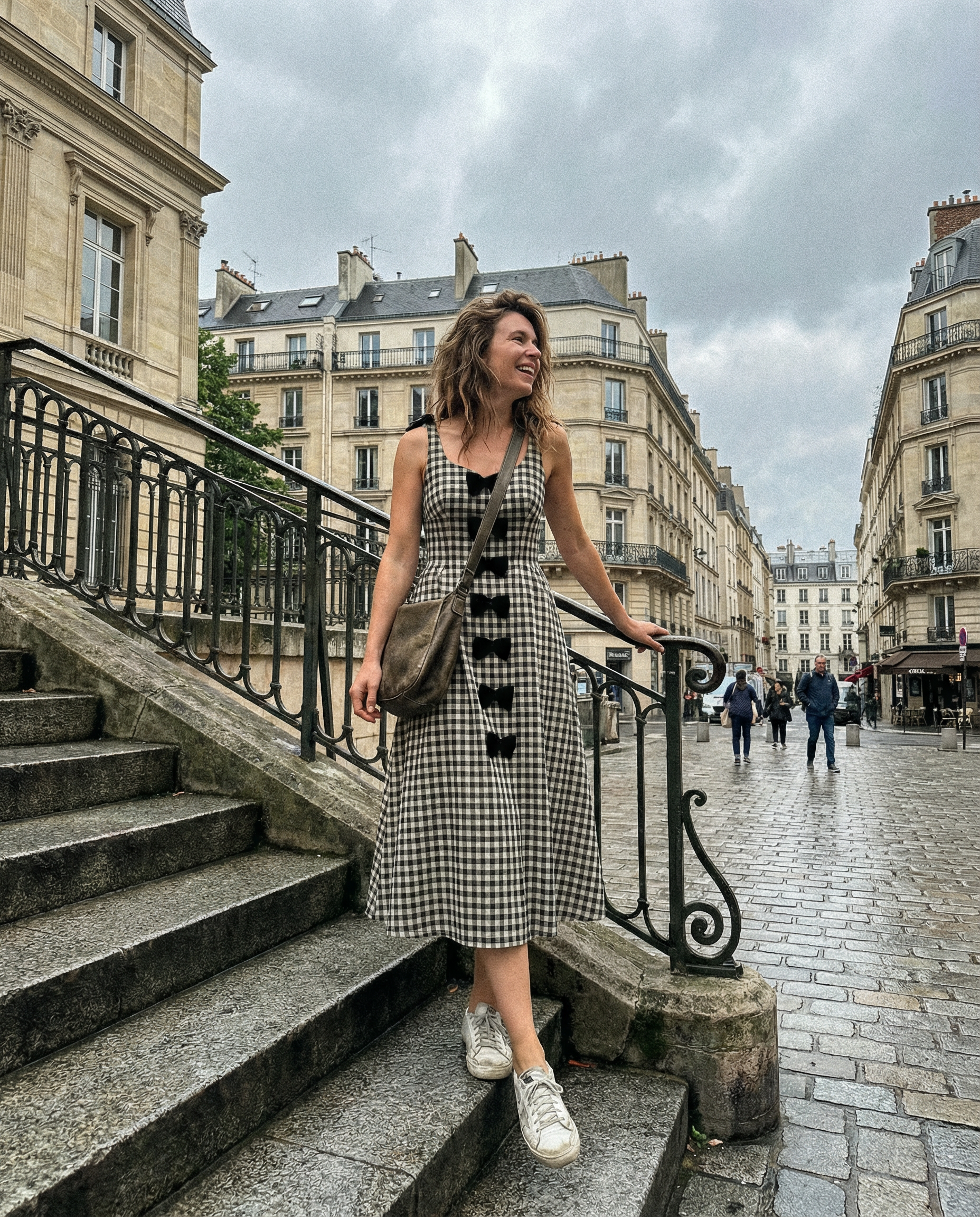 Bow-Detailed Gingham Cotton Midaxi Dress