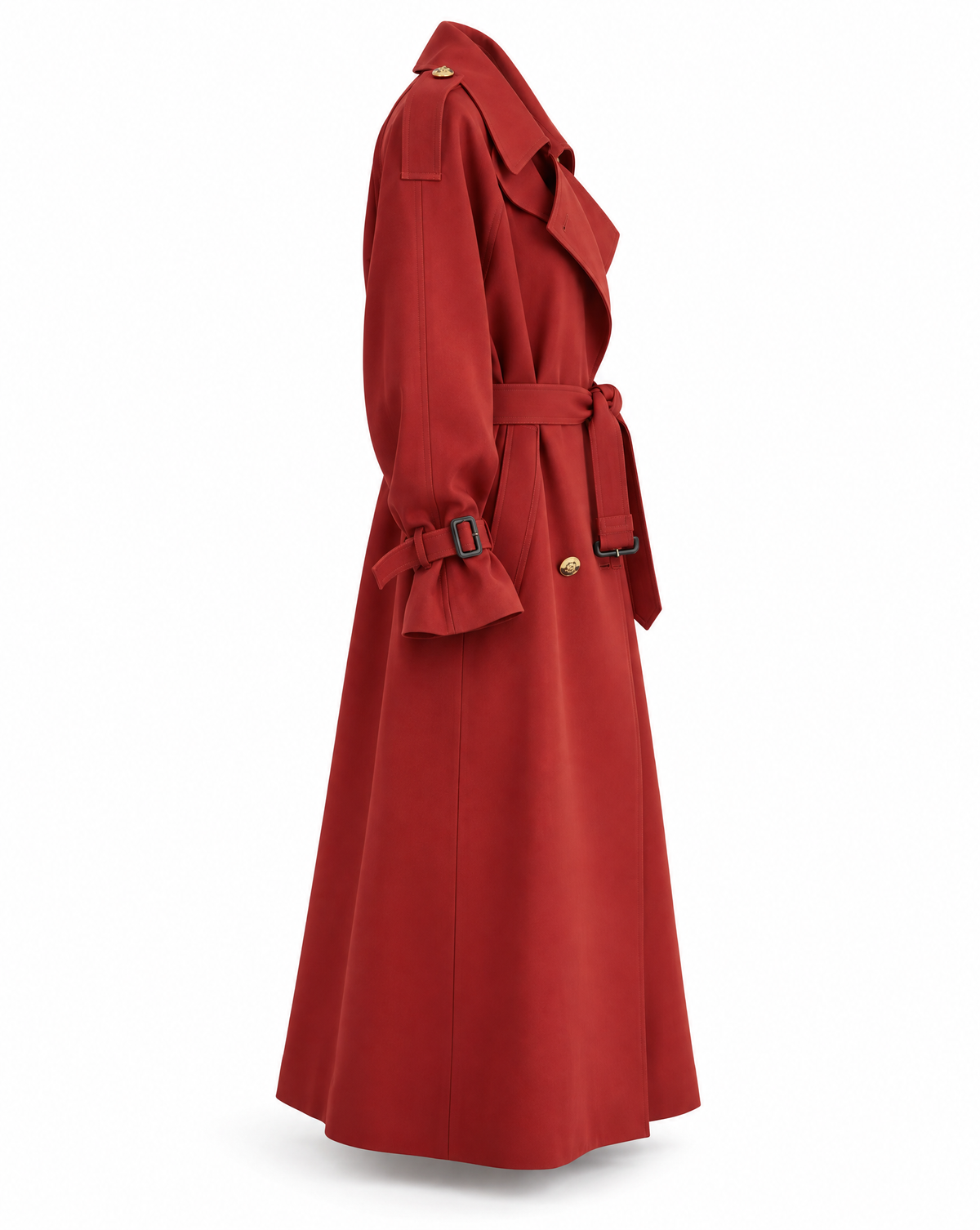 Cotton Twill Trench Coat – Crimson Red