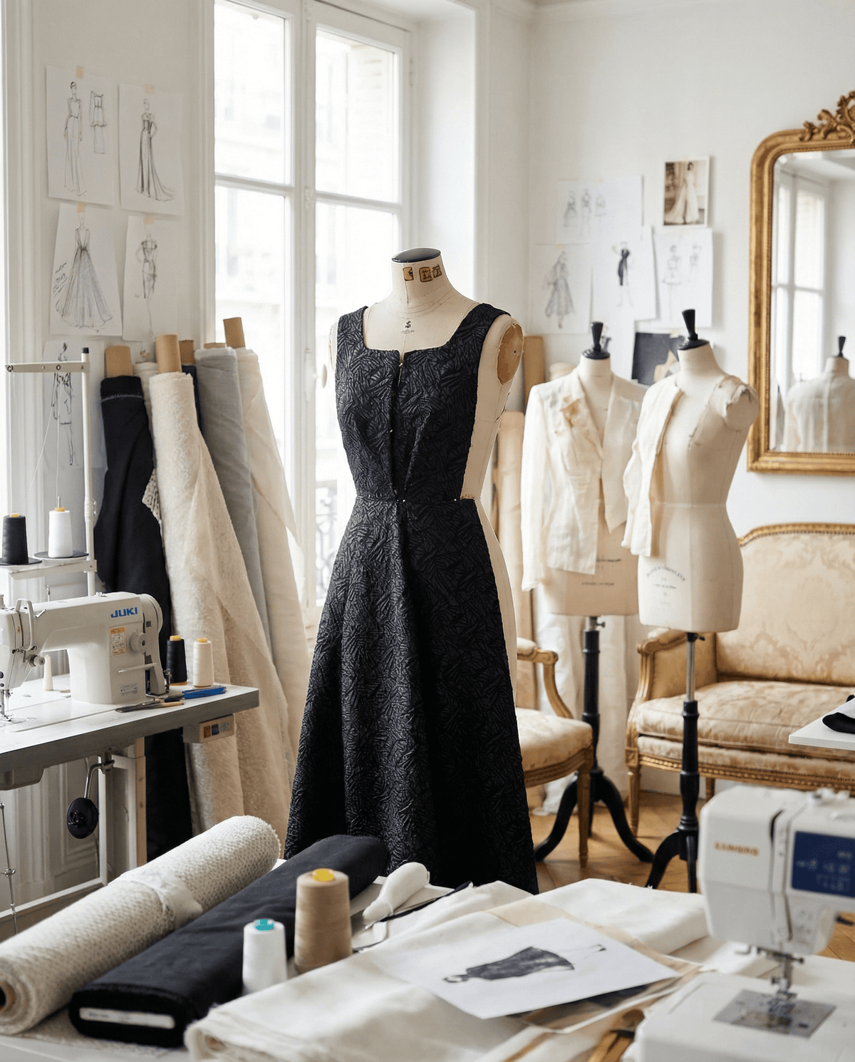 Custom dress in progress, handcrafted in the Zalinah White London atelier