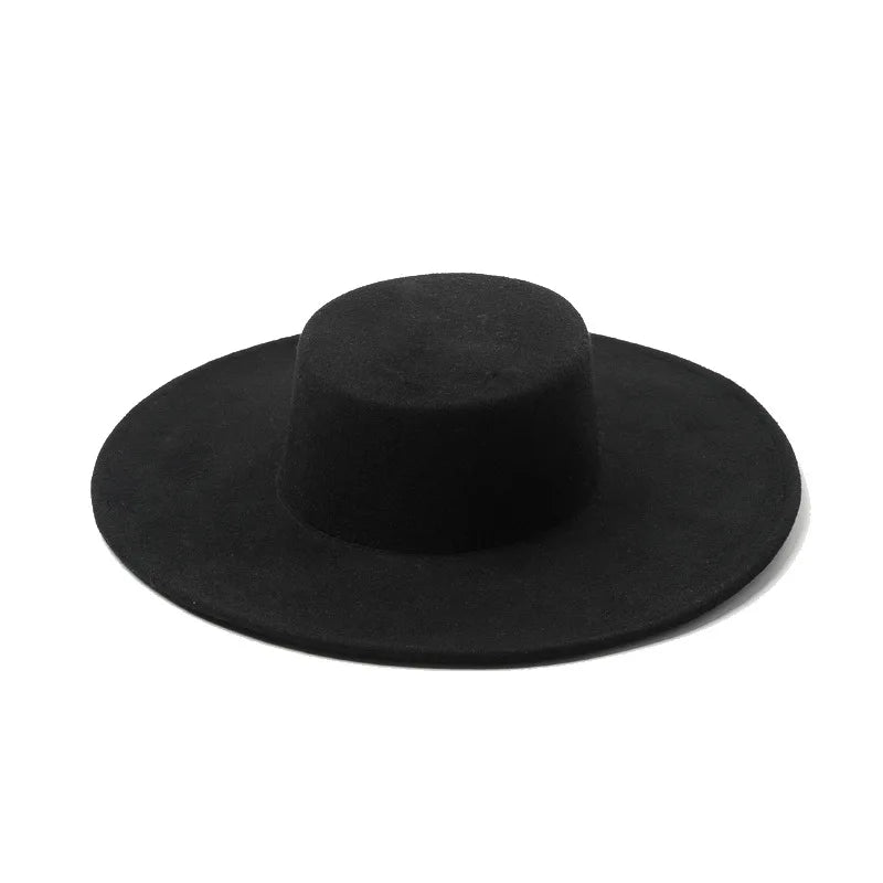 Medium Brim Boater Hat with Ties - 100% Wool