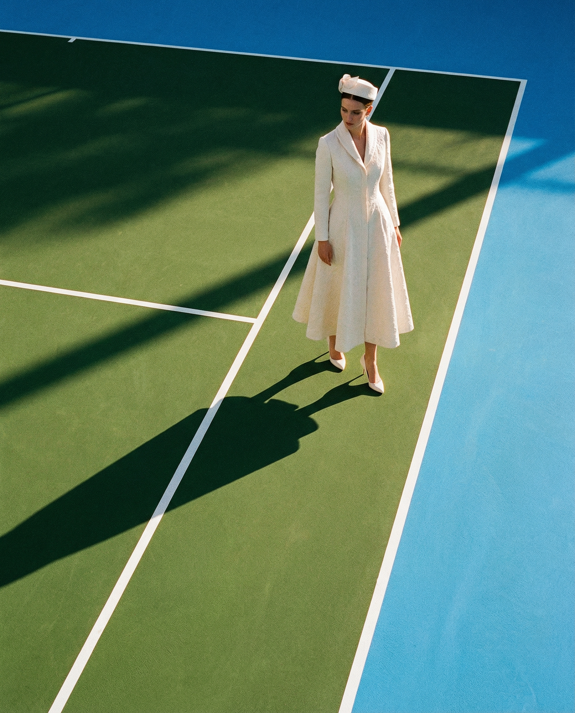 Ivory Structured Coat Dress with Bias-Cut Shawl Collar