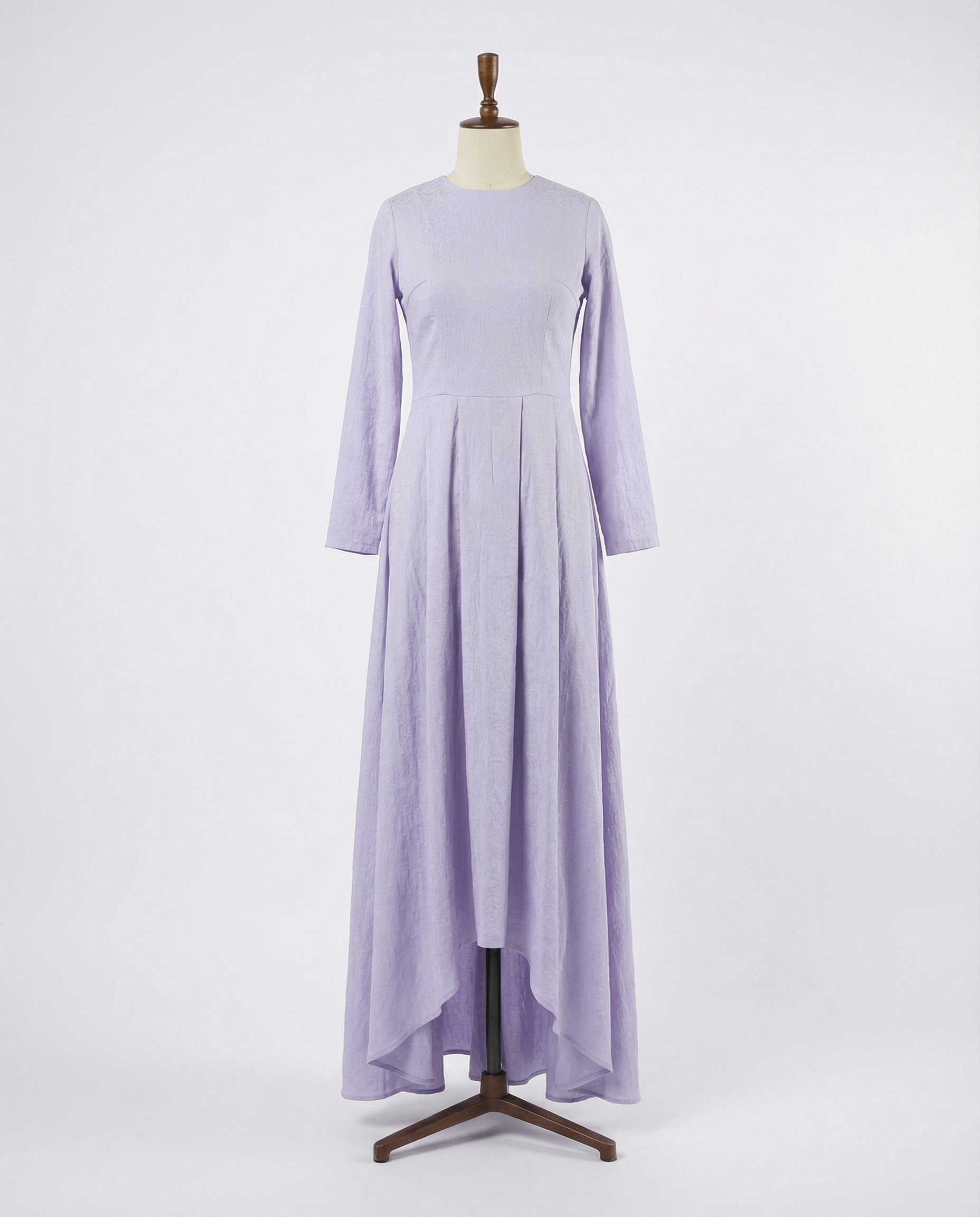 Long Sleeve Jacquard Maxi with Pleated Skirt