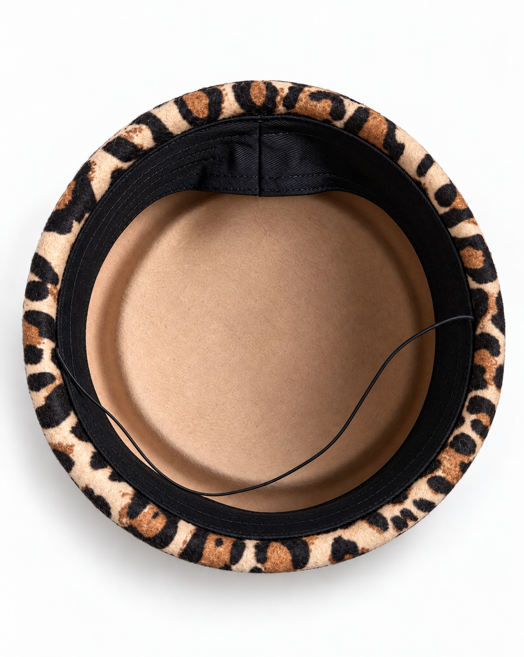 Leopard Print Pillbox Hat 100% Wool Adjustable