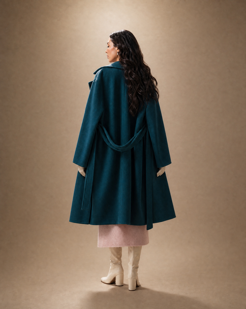 Oversized Dark Teal Wool Coat