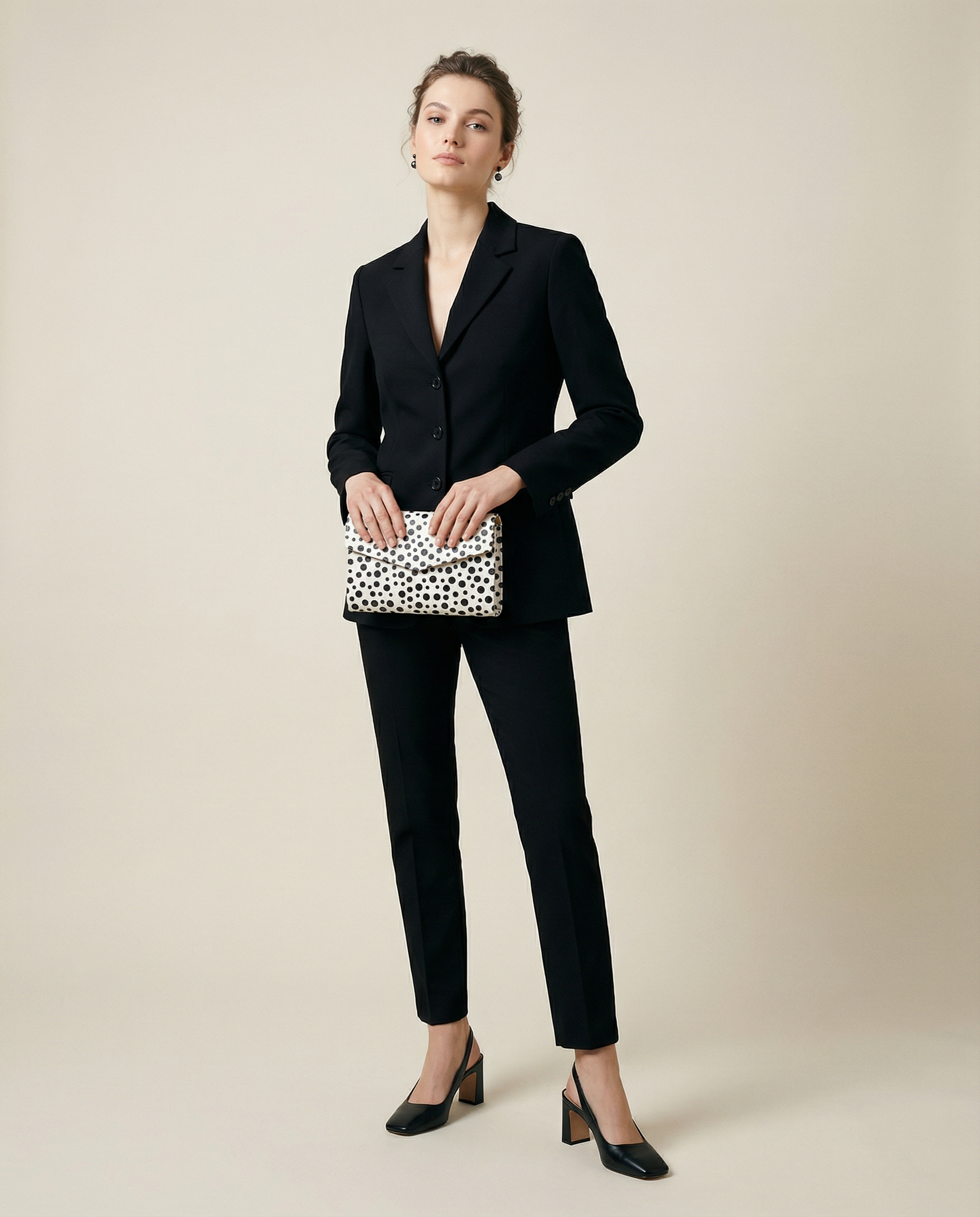 Polka Dot Leather Clutch