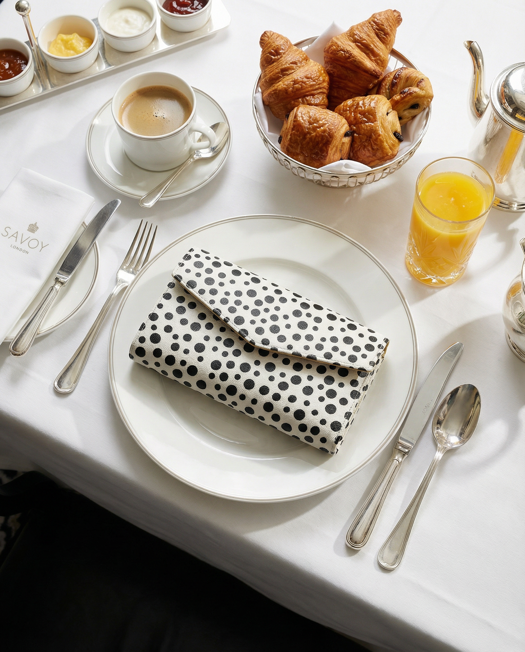 Polka Dot Leather Clutch