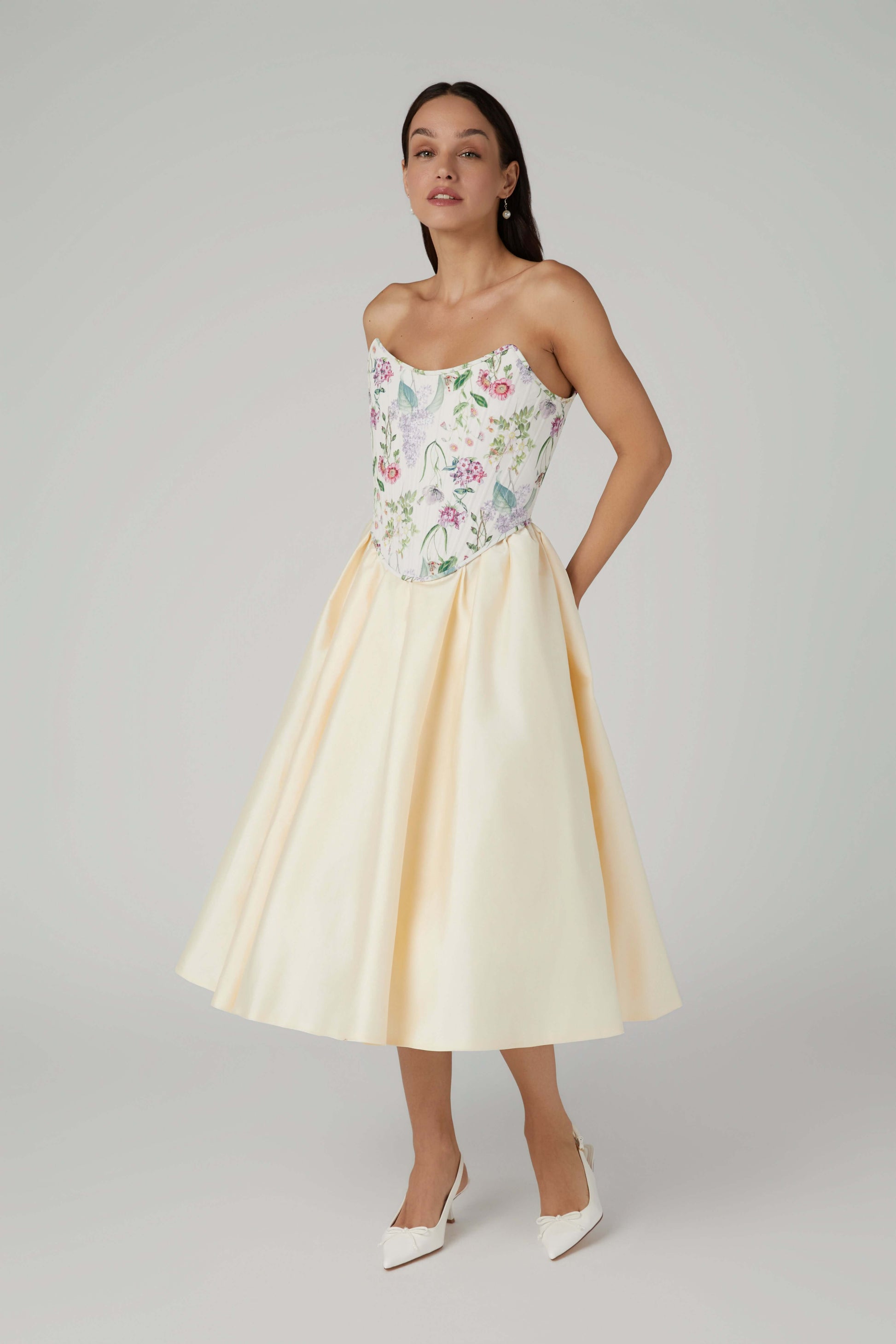 Premium Printed Corset Top – Kew Gardens Inspired, Edwardian Style with Lace-Up Back
