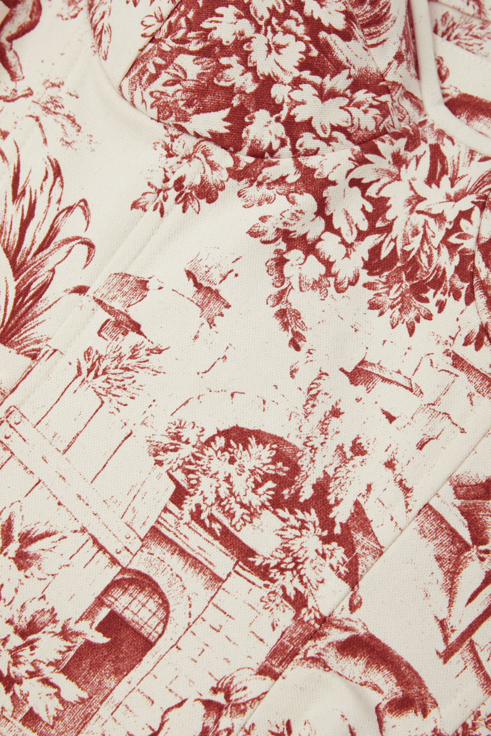 Red Toile Corset Top – Strapless Boned Bustier in French Pastoral Print - Azure