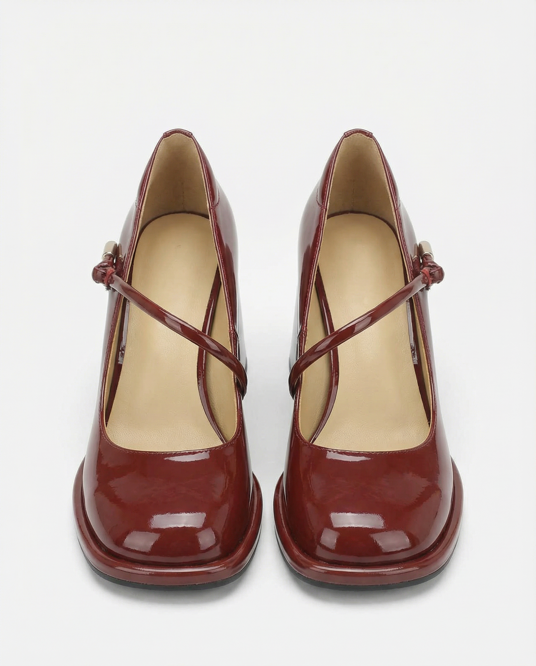 Block Heel Mary Janed Cherry Red