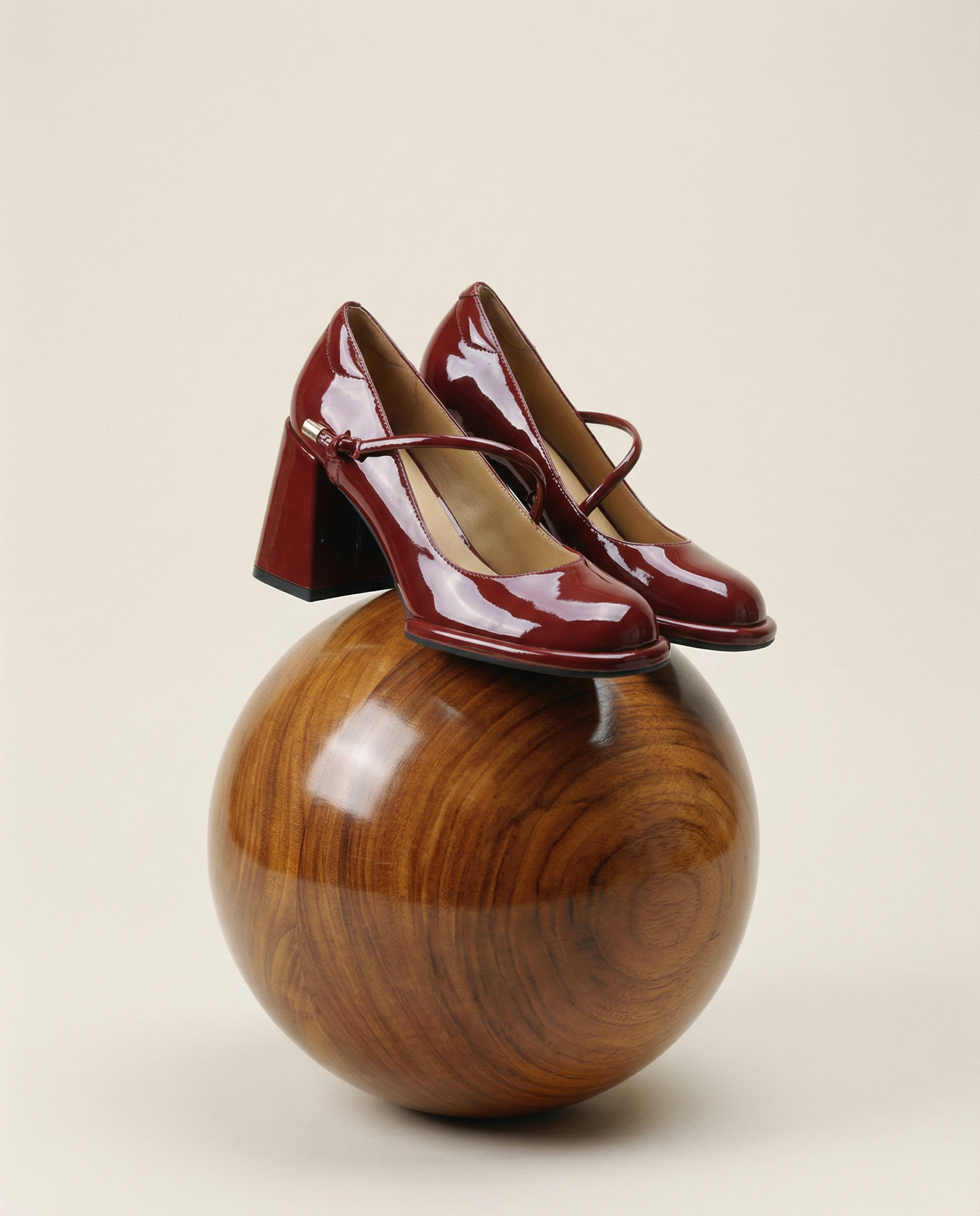 Block Heel Mary Janed Cherry Red