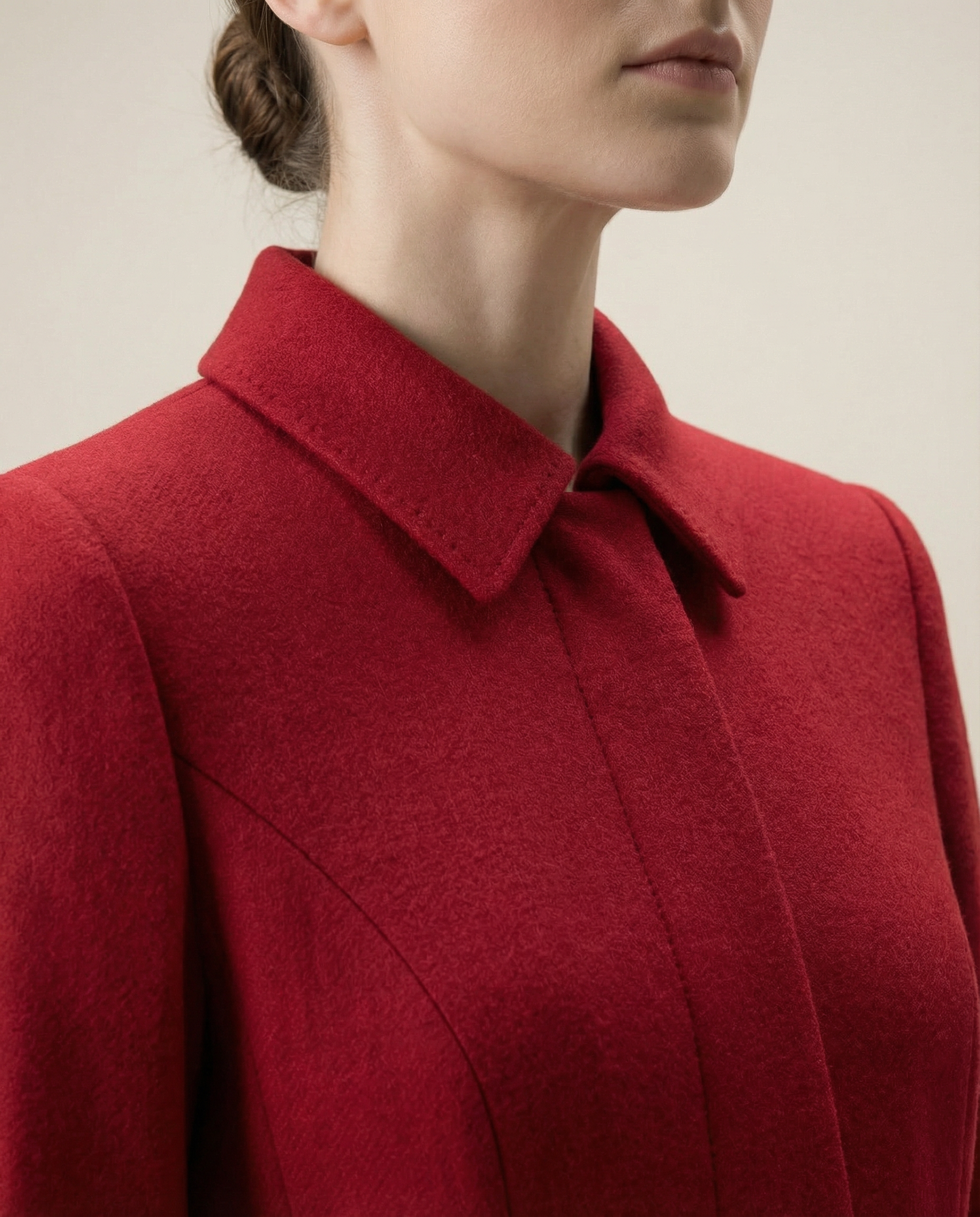 Tailored Red Wool Coat Dress