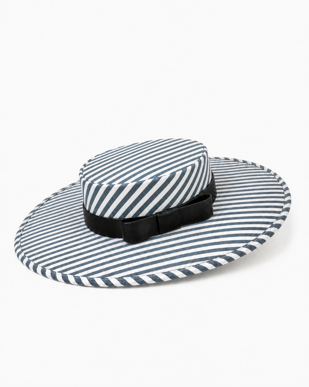 Riviera Linen Boater Hat with Silk Satin Bow