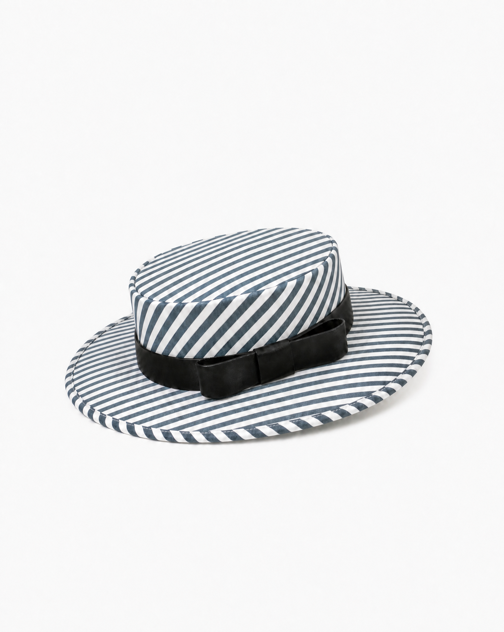 Riviera Linen Boater Hat with Silk Satin Bow Short Brim