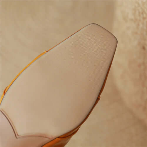 Square Toe Leather Sling Backs Flat Pumps - Orange