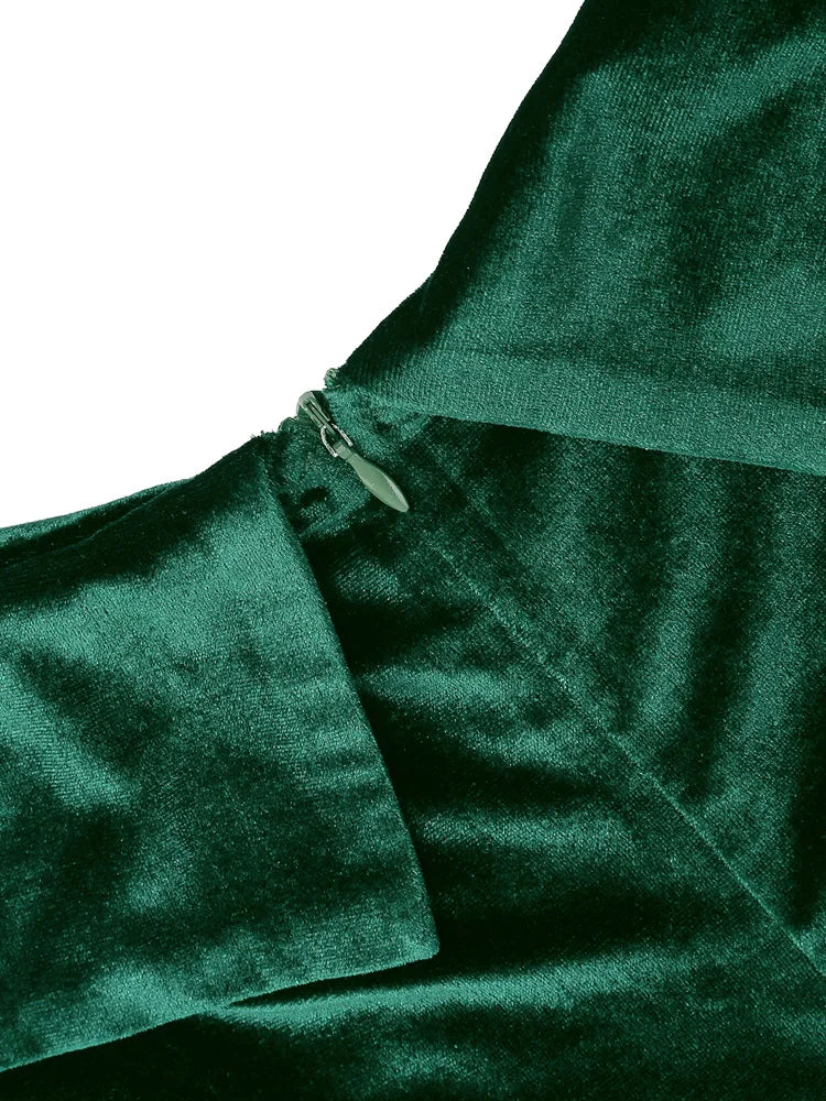 Stretch Velvet Bardot Skater Dress