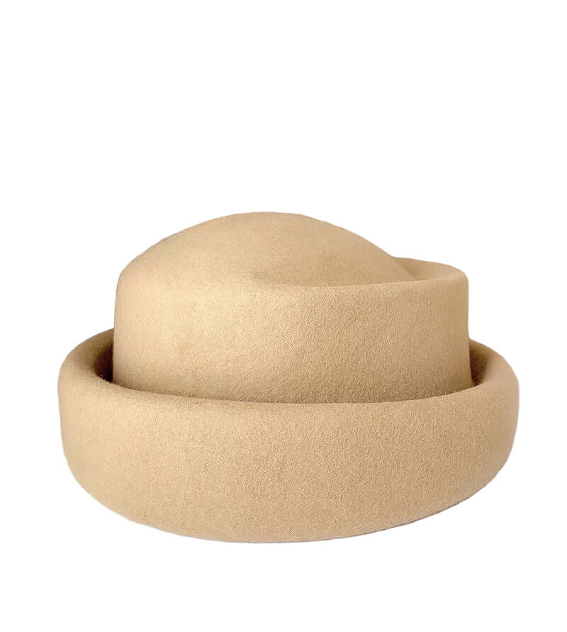 Pillbox Hat with Rolled Brim 100% Wool - Adjustable