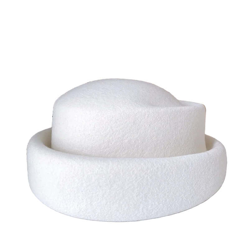 Pillbox Hat with Rolled Brim 100% Wool - Adjustable