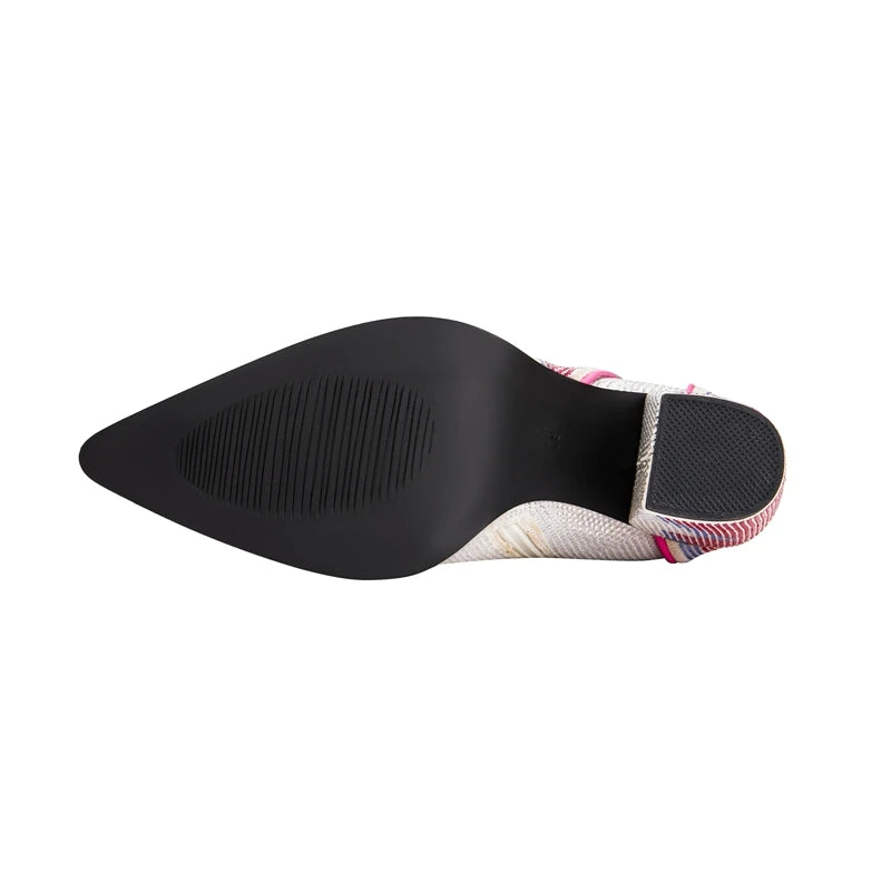 Lightning Bolt Crystal Ankle Boots in Pink & Silver | Glam Rock Statement Heels