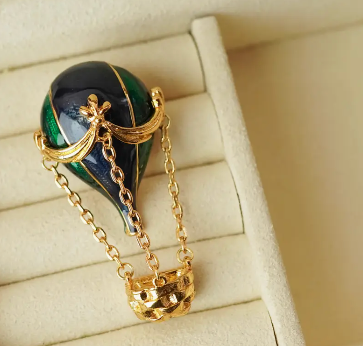 Hot Air Balloon Brooch - Blue