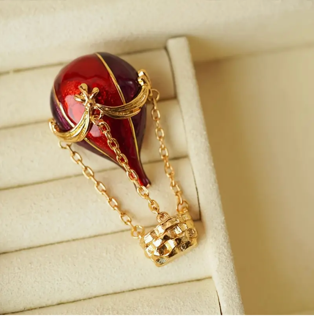 Hot Air Balloon Brooch - Red
