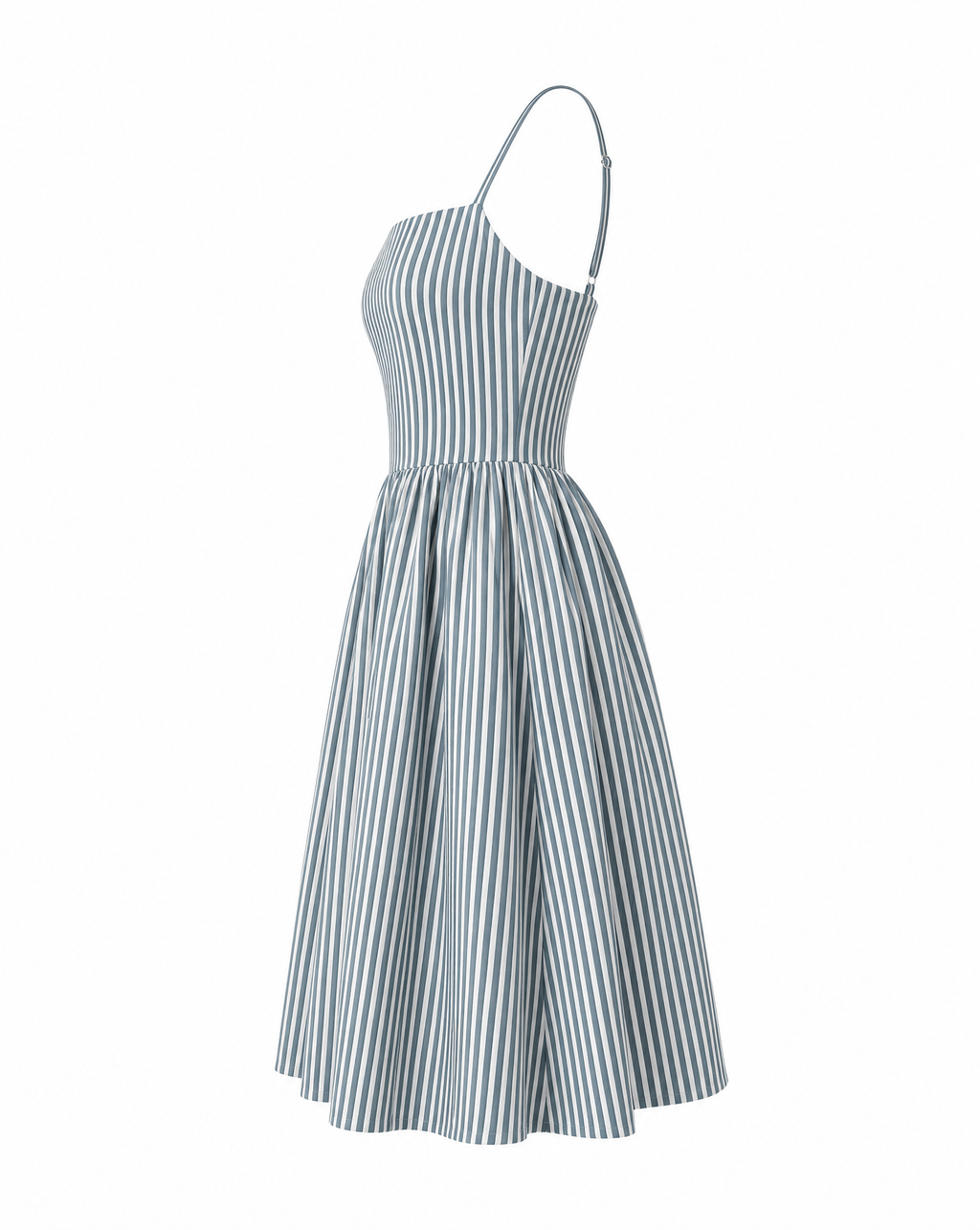 Stripe Linen-Blend Midi Dress