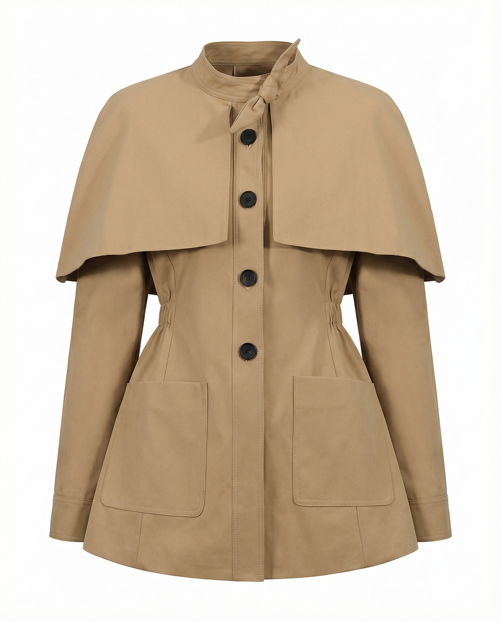 Structured Cotton-Twill Cape-Detail Utility Jacket