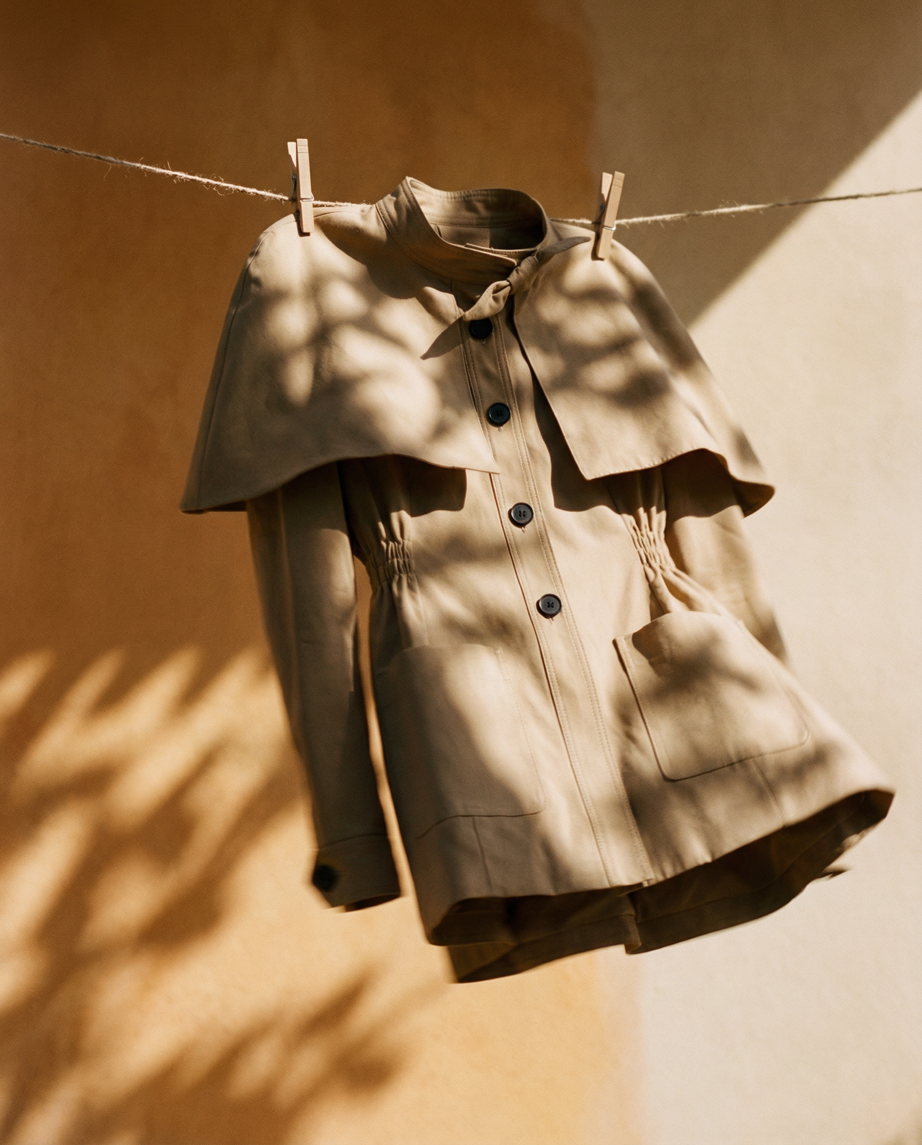 Structured Cotton-Twill Cape-Detail Utility Jacket