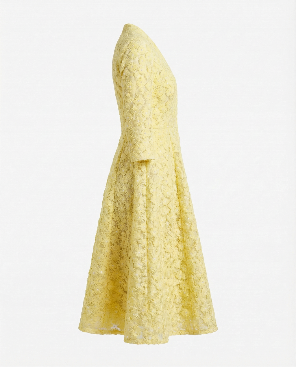 Yellow Floral Embroidered Tailored Coat Dress