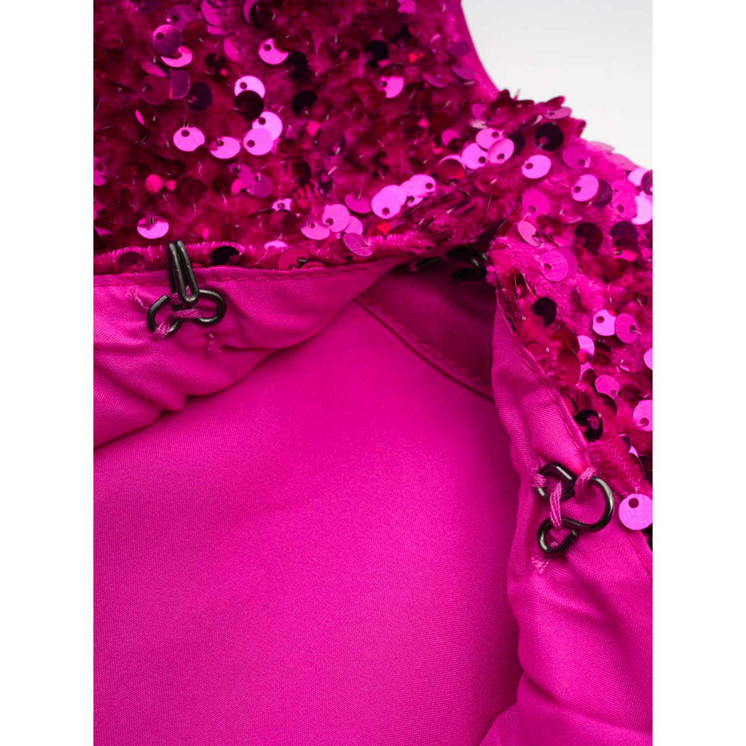 Cropped Sequin Top and Silken Skirt With Slits and Bow- Pink