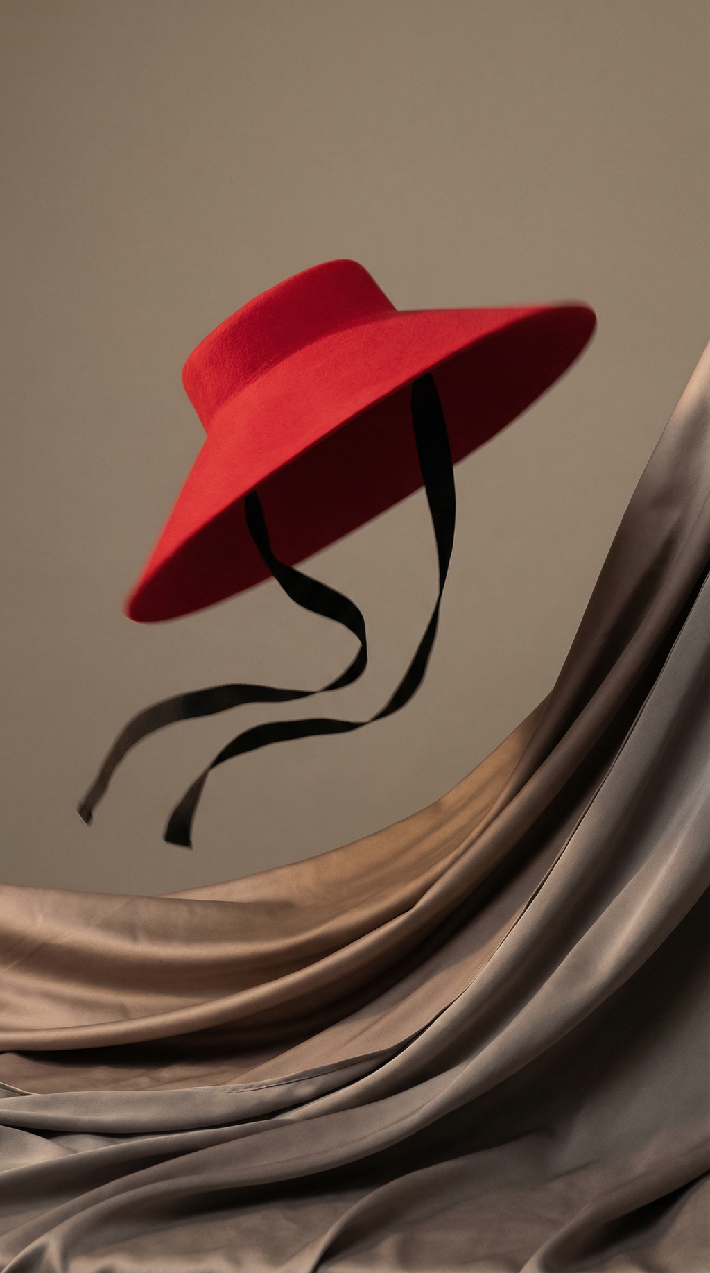 Audrey-Inspired Black Wide Brim Felt Hat with Ribbon