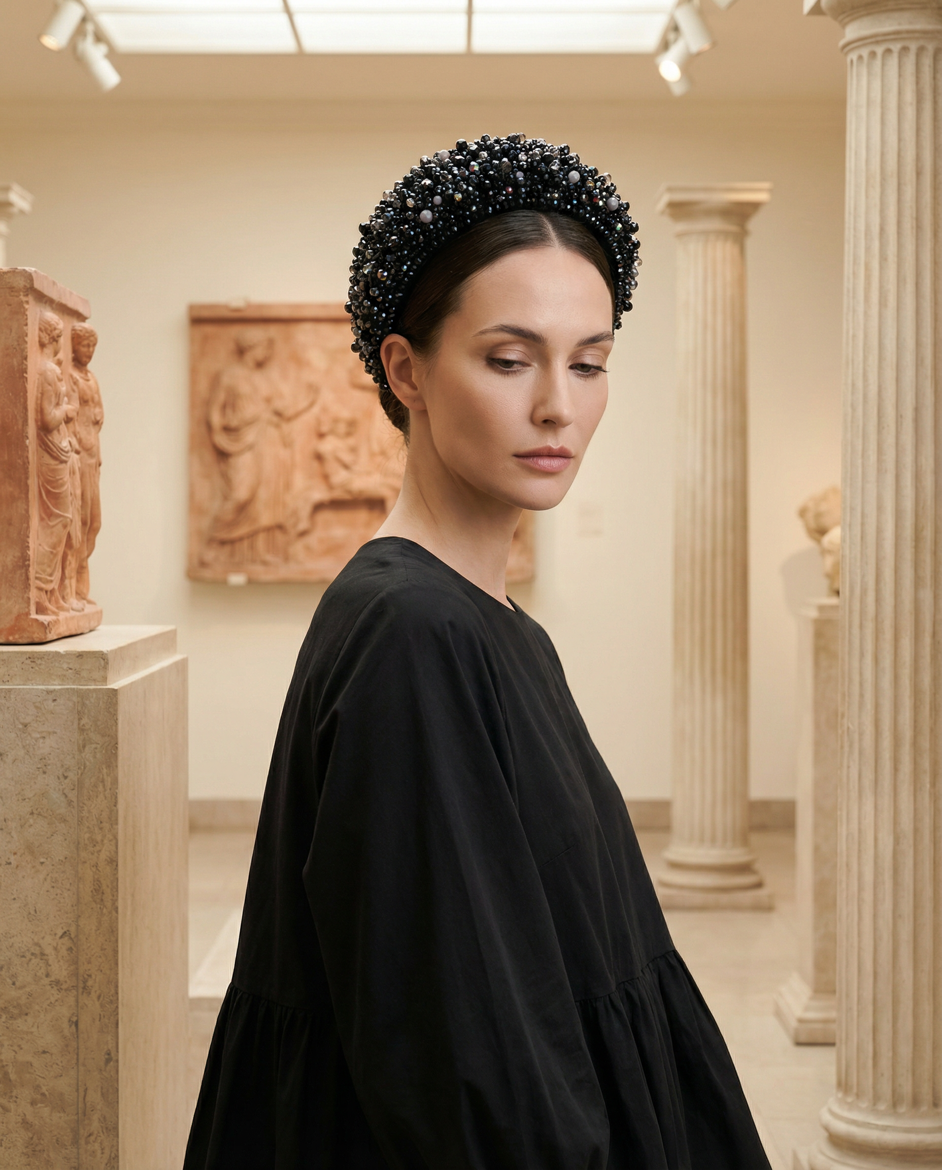 Extra Wide Austrian Crystal Embroidered Headband